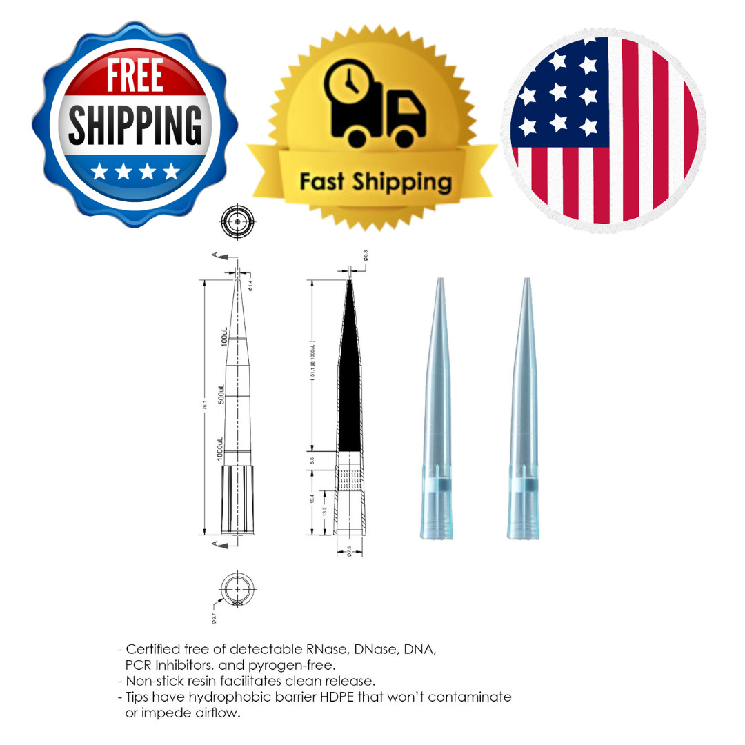 1000uL / 1mL Low Retention Filter Pipette Tips, Sterile