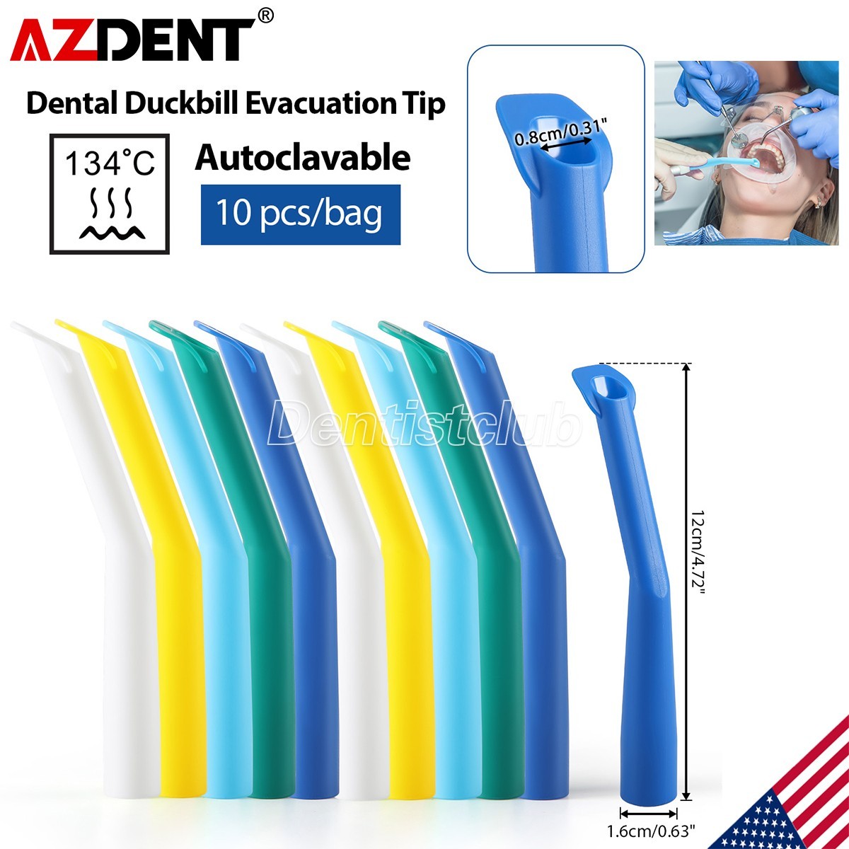 10Pcs Dental Autoclavable Strong Suction Tips Duckbill Evacuation Tips Aspirator