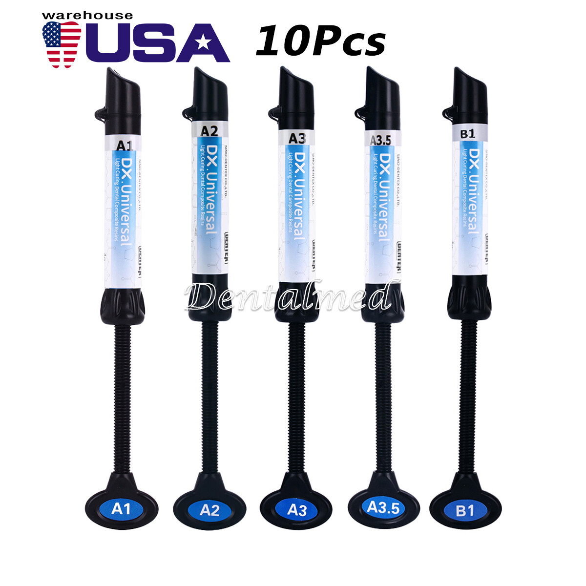 10Pcs Dentex Dental Universal Cure Light Hybrid Composite Resin A1/A2/A3/A3.5/B1