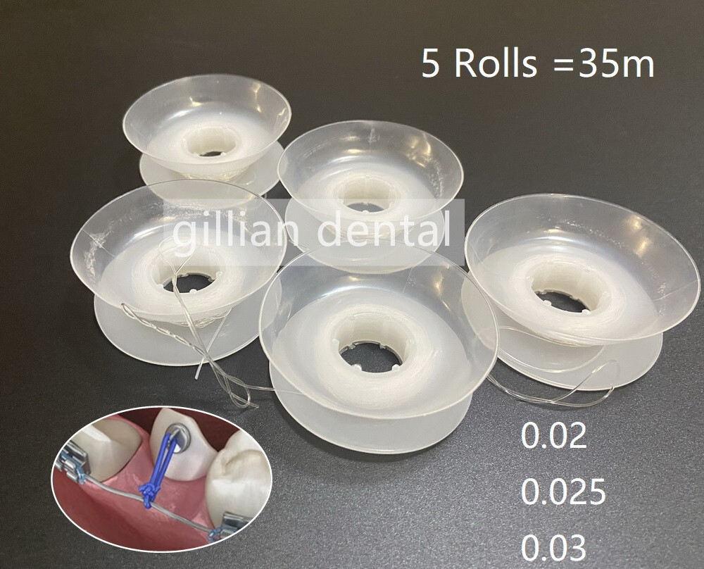 5x Dental Orthodontic Clear Powerful Line Solid Elastic Thread 25 feet/Roll