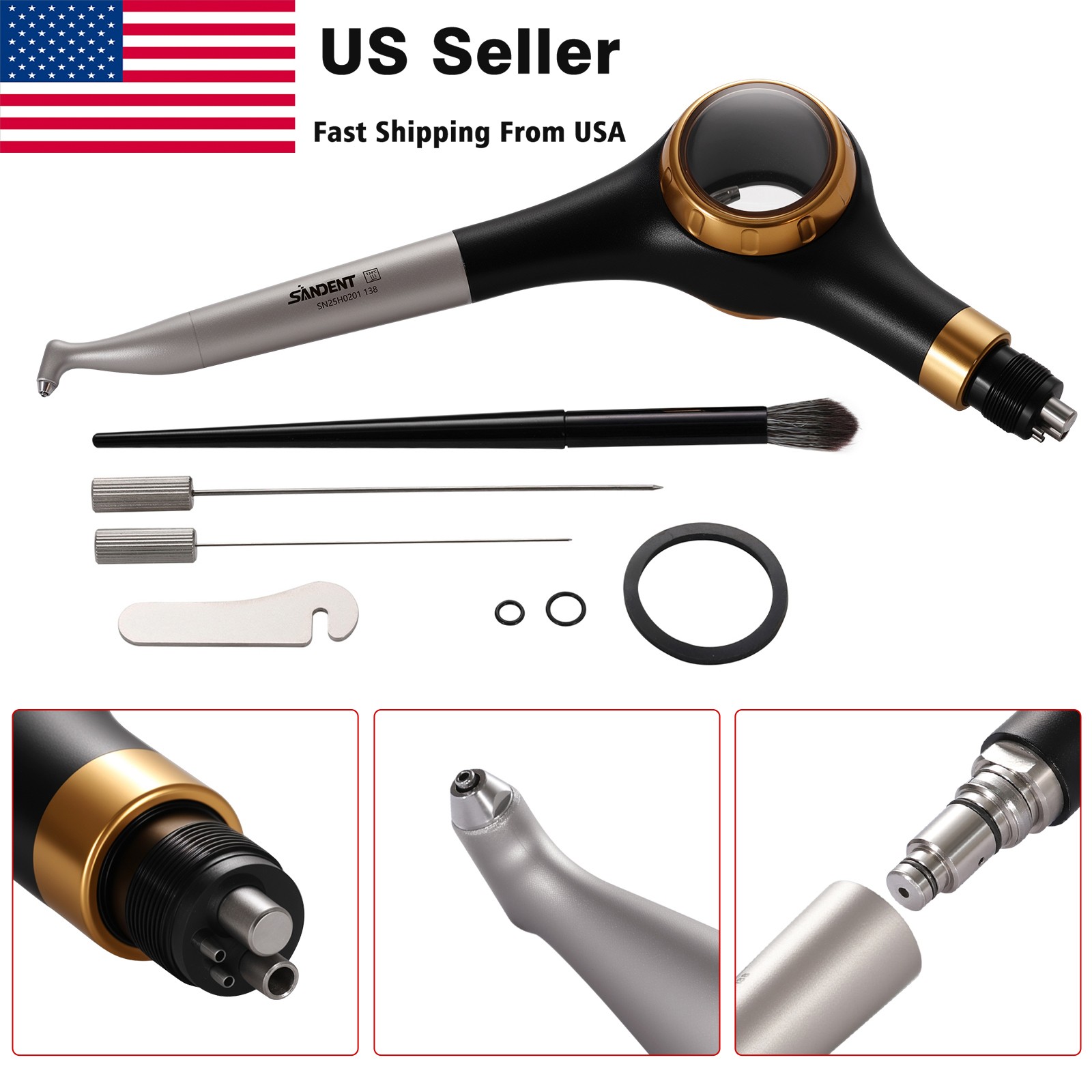 SANDENT Dental Air Flow Prophy Air Polisher Supra Handpiece 4 Holes