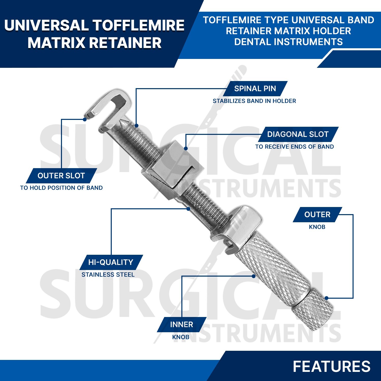 Matrix Tofflemire Retainer Universal Bands Dental Stainless Steel German Grade