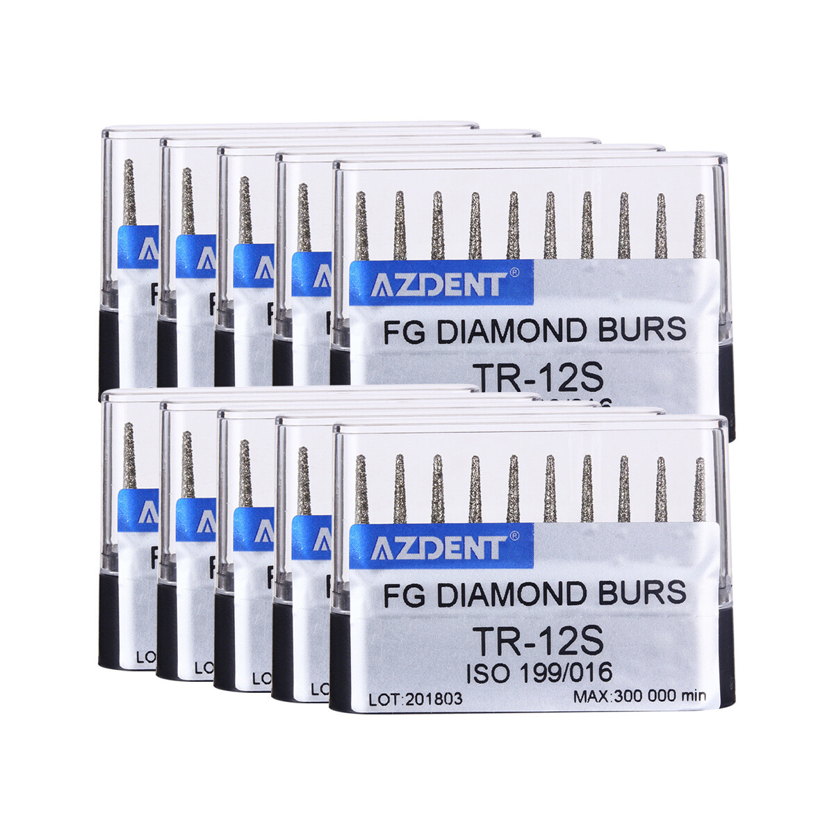 AZDENT Dental FG Super Coarse Diamond Burs TR-12S for High Speed Handpiece
