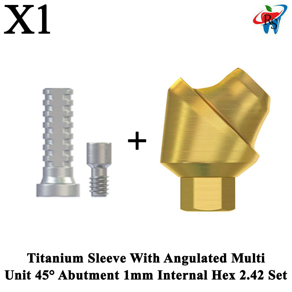 Set Dental Angulated 45° Multi-Unit 1.6 RP Int Hex 2.42mm + Titanium Sleeve