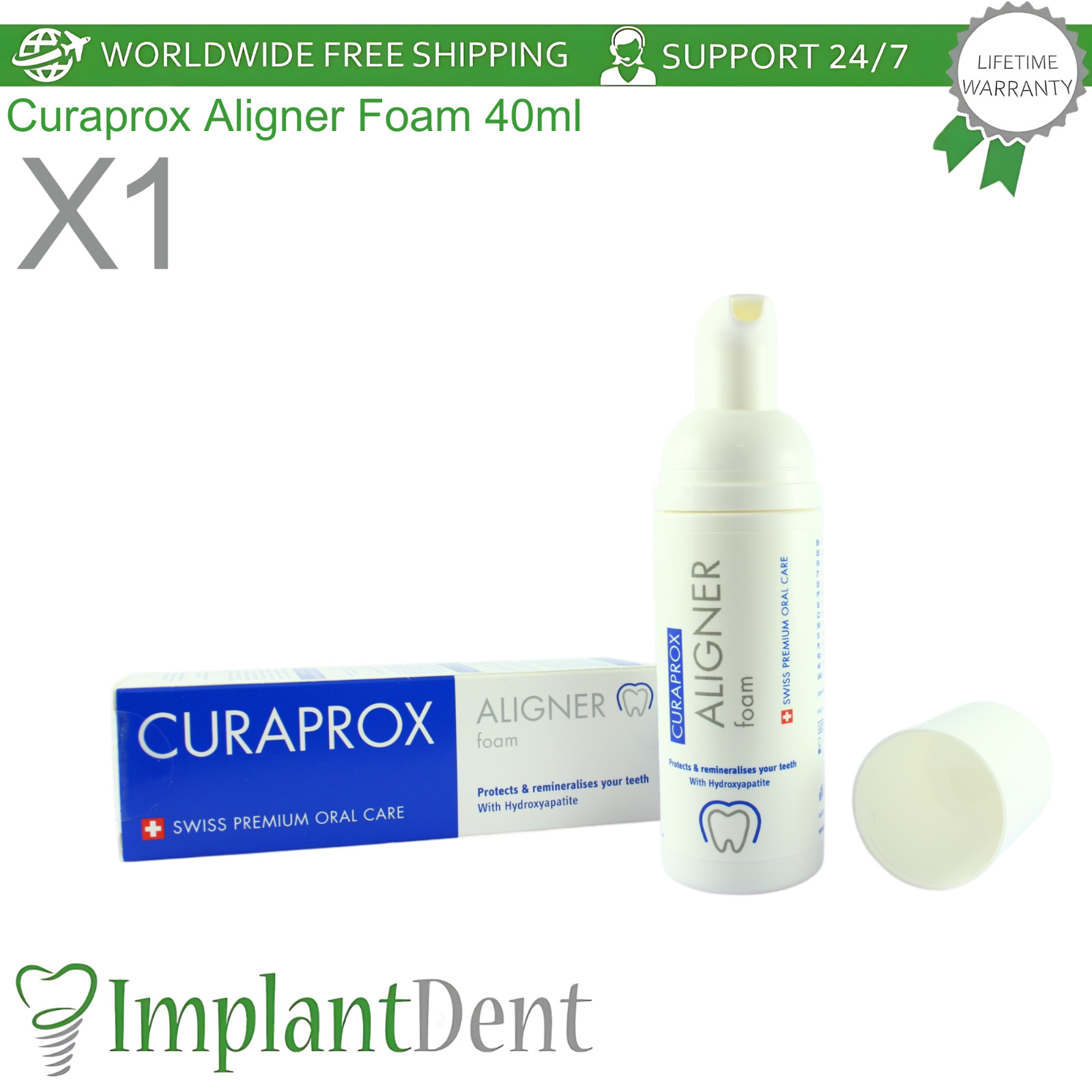 Aligner Foam 40ml Protection from Dental Retainers Daily Use Curaprox