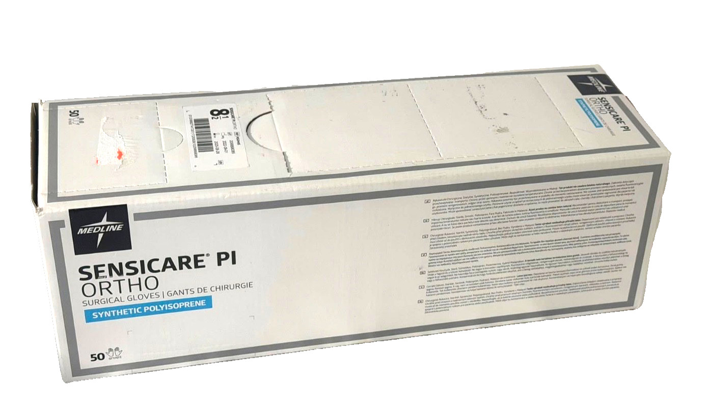 Medline Sensicare PI Ortho Surgical Gloves Size 8.5 – (50 Pair) NEW