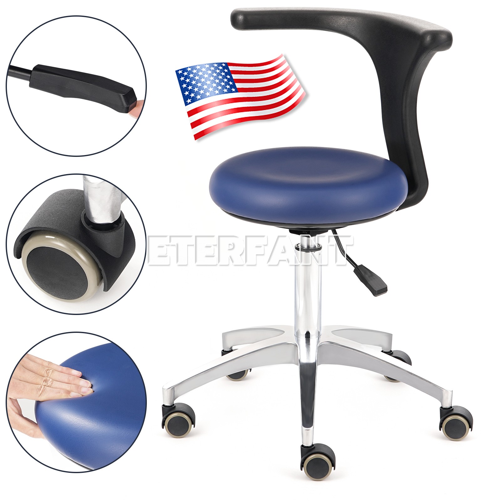 Dental 3.5X Headband Binocular Loupes/Assistant Stool Mobile Chair Black/Blue US