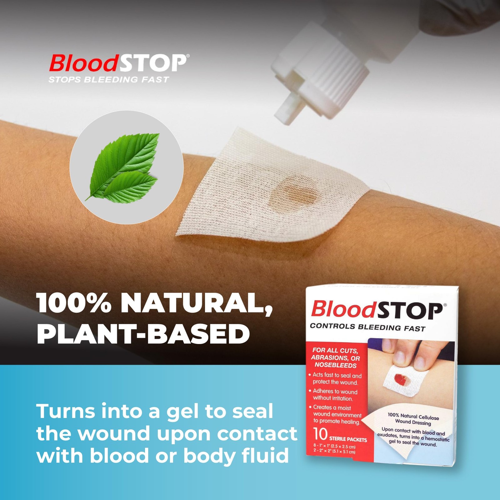 Bloodstop-Hemostatic Dressing Controls Bleeding Natural Plant-Based Wound