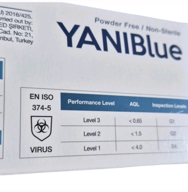 4 YANIBlue Salon/Examination Essentials Blue Nitrile Gloves, 100 a Box-Medium.