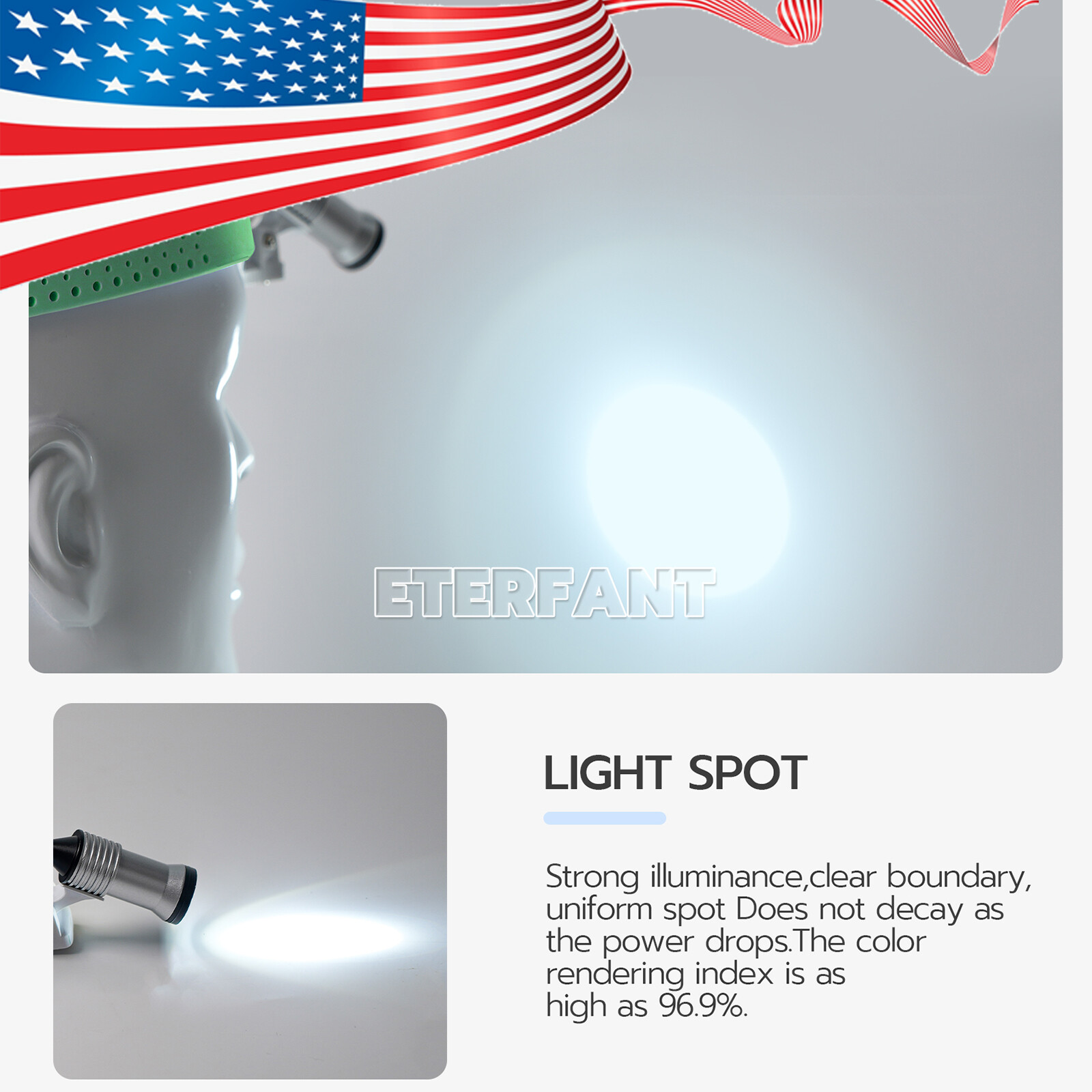 ETERFANT Dental Lightweight Silicone Headlamp Surgery Medical 5W LED Green