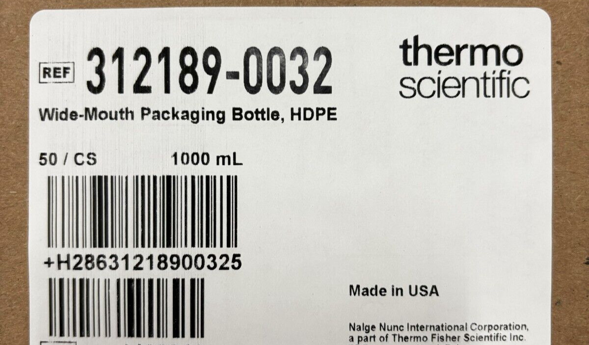 NEW (4) Nalgene Packaging Bottles, 1000ml 32oz, Wide Mouth, HDPE