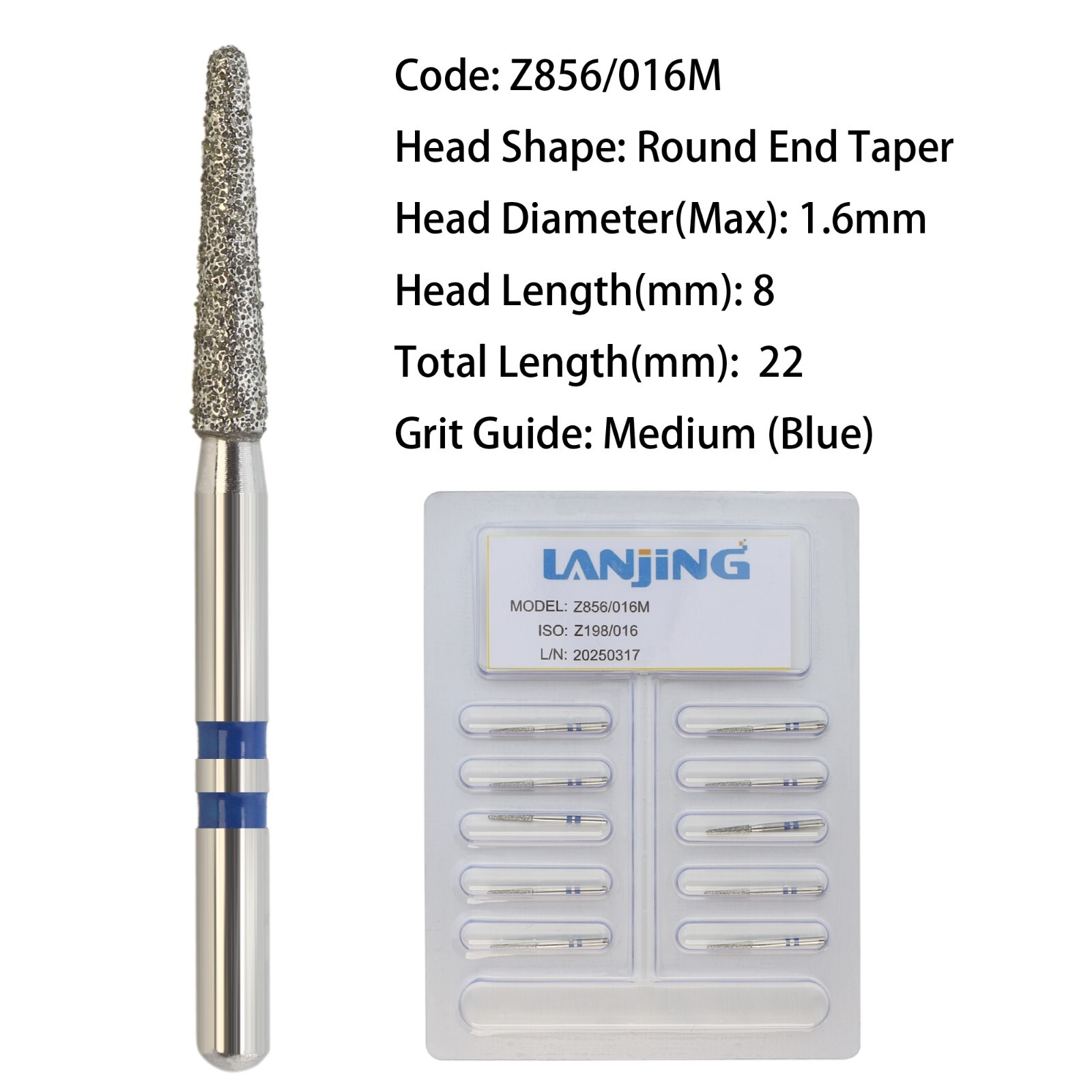 Zirconia Cutting Adjustment Diamond Burs Dental FG Round End Taper Cylinder Ball