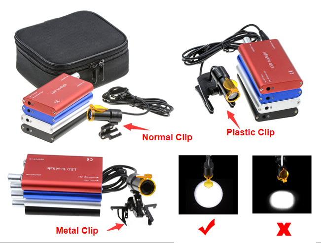 Dental 5W Normal/Metal/Plastic Clip High Power LED Headlight+Light Shield DY-007