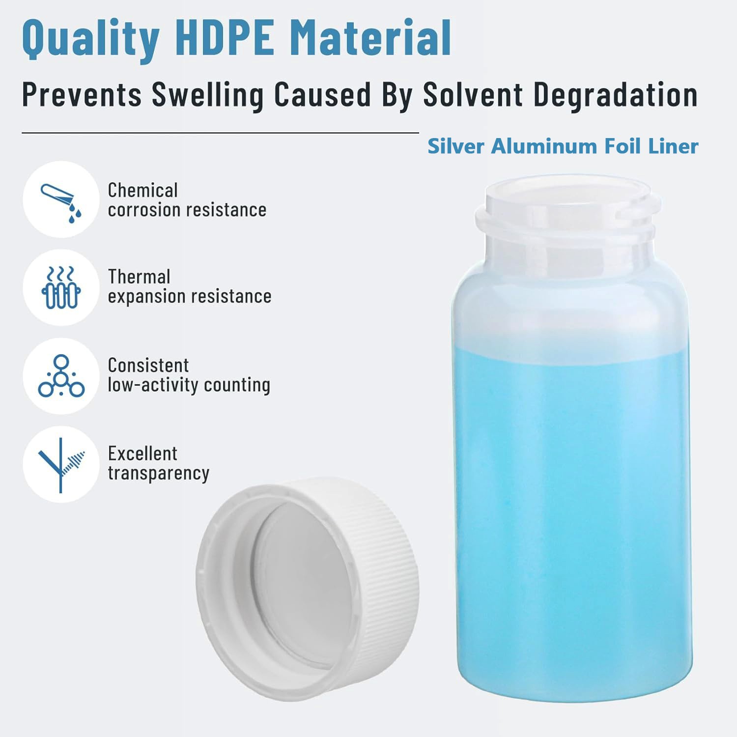 100pcs 20ml Scintillation Vials Plastic HDPE Counting Vials Small Sample Vials