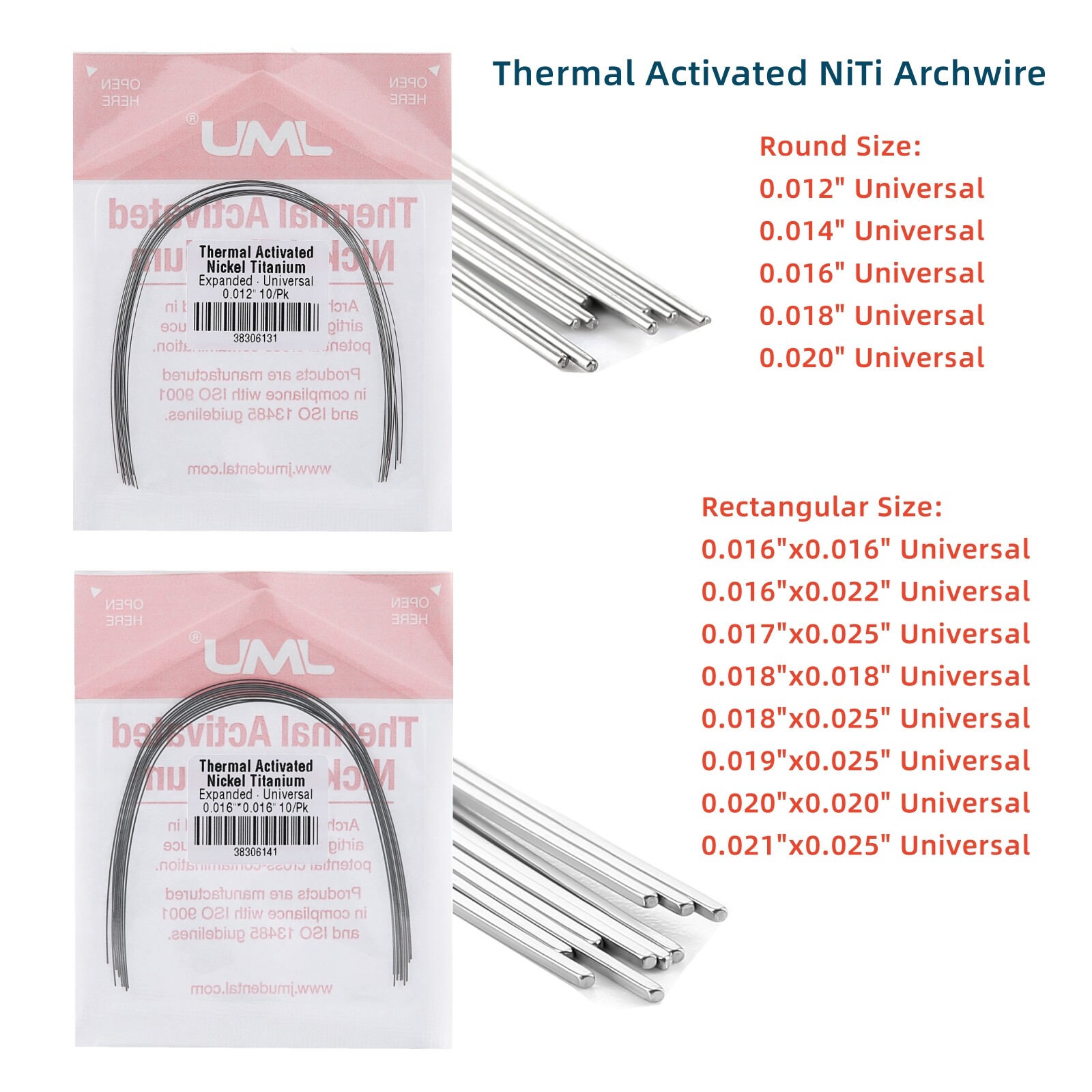 JMU Dental Orthodontic Arch Wire Niti Thermal Activated Expanded Rectangular