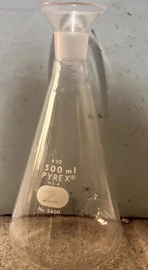 Pyrex USA 500ml Wide Mouth Filter Erlenmeyer Flask Size 22 Fitting No. 5400