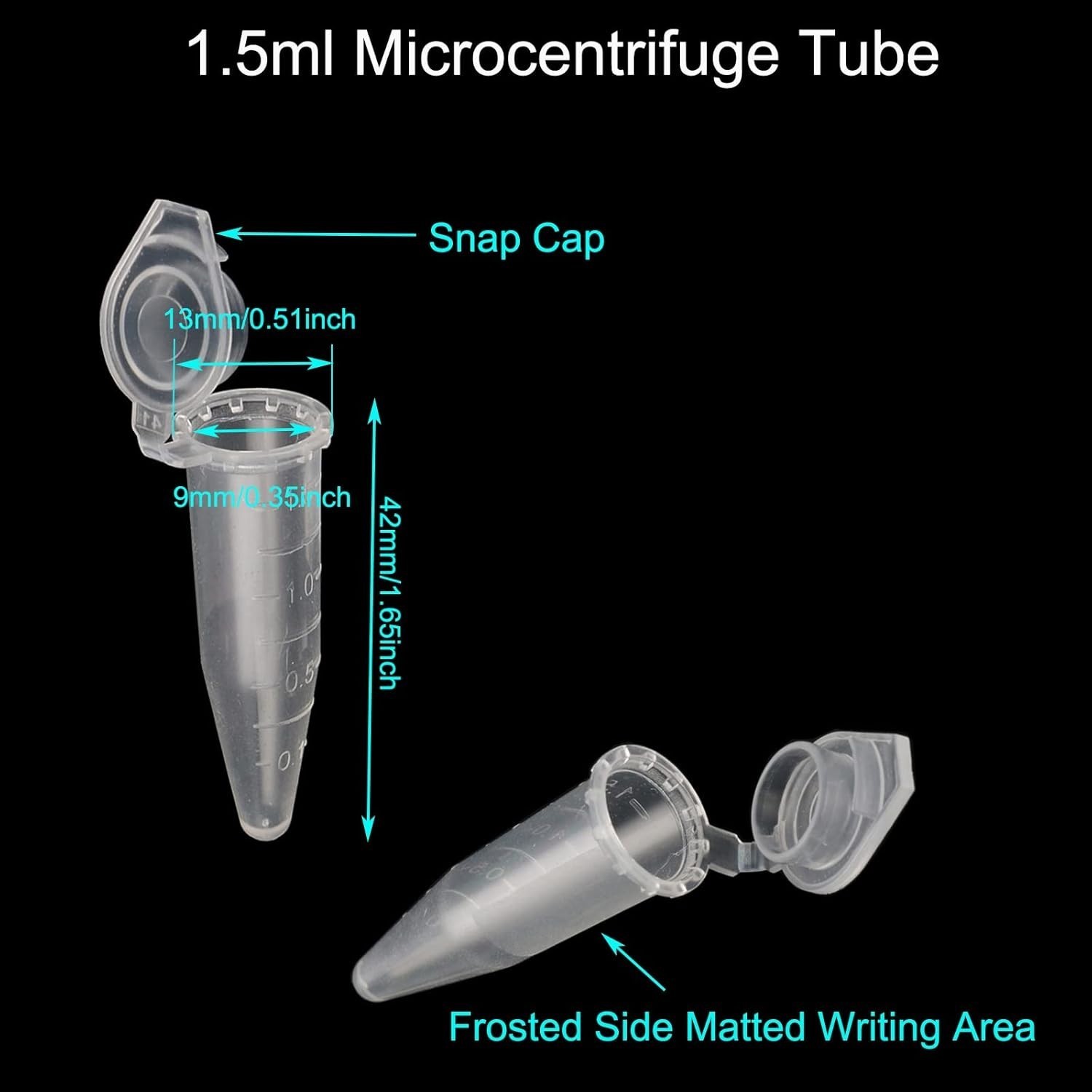 150Pcs 0.2/0.5/1.5ml Clear Mini Plastic Test Tube Centrifuge Vials Snap Cap Lab
