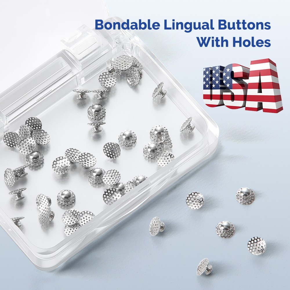 50 Piece Dental Orthodontic Bondable Perforated Hollow Lingual Buttons with Hole