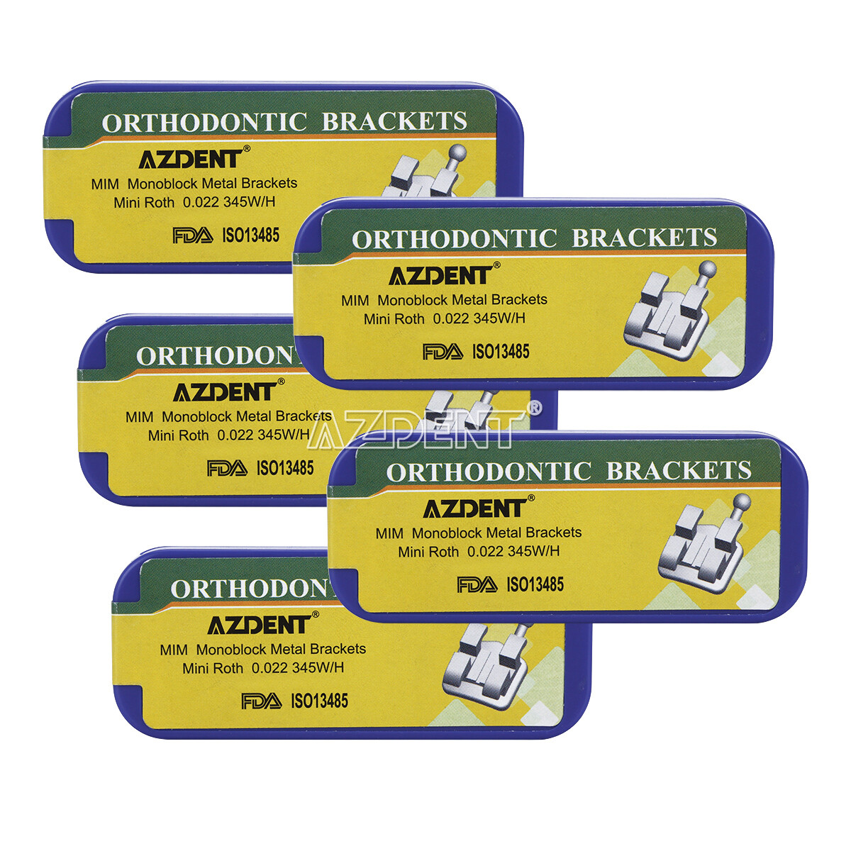 AZDENT Dental Orthodontic Brackets Mini Roth.022 3 4 5 Hk Mim Whole Casting