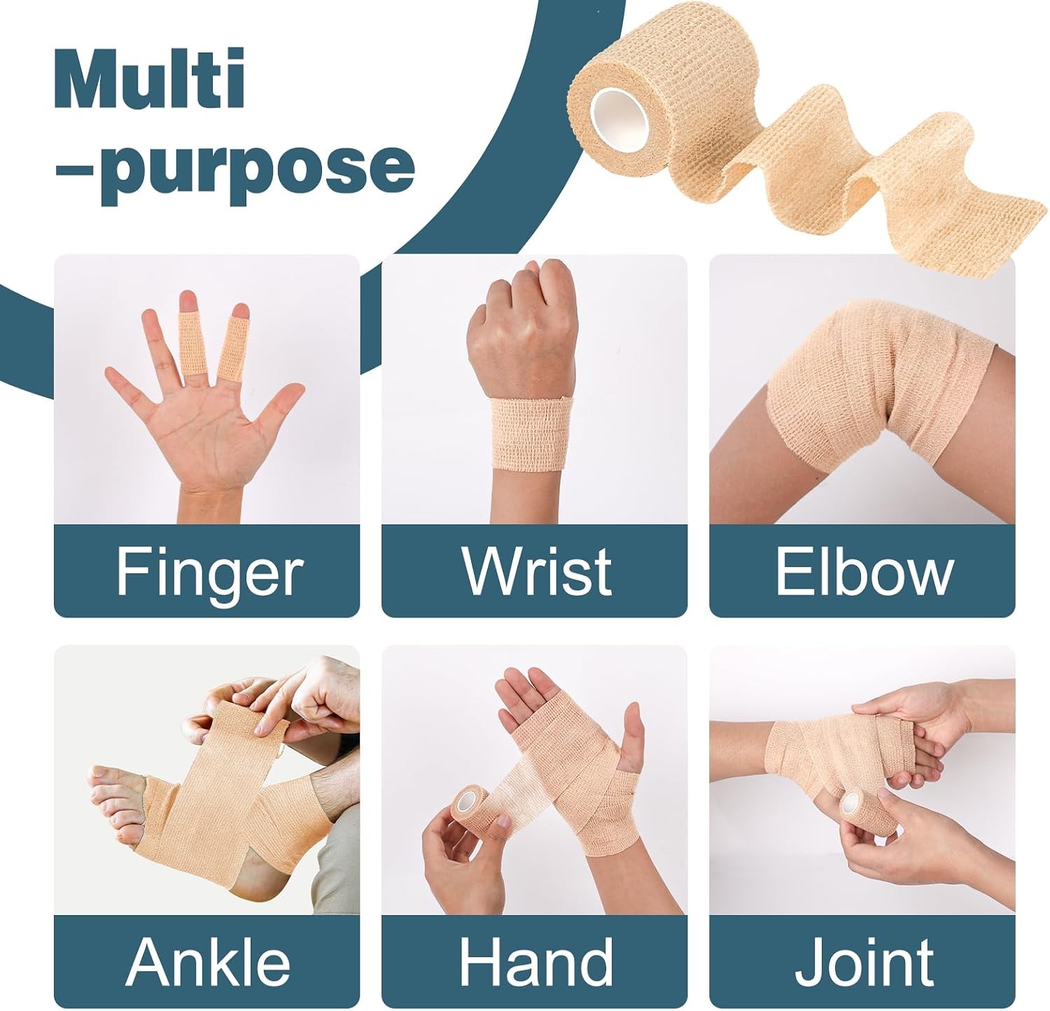 20-Pack Self-Adhesive Bandage Wrap, 2″x5yd, Skin Color Vet Tape