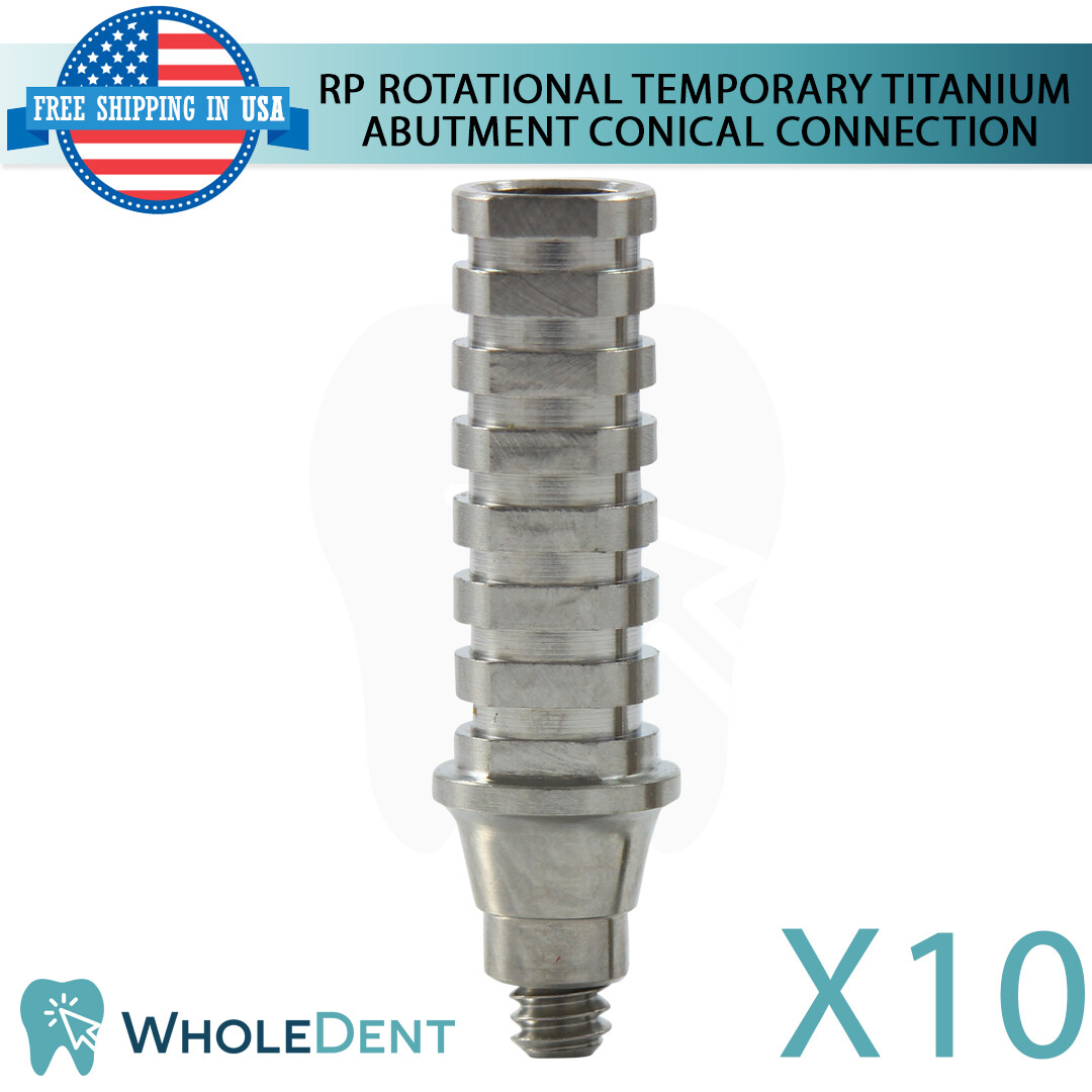 10x RP Conical Connection Rotational Temporary Titanium Abutment Dental 2.65mm