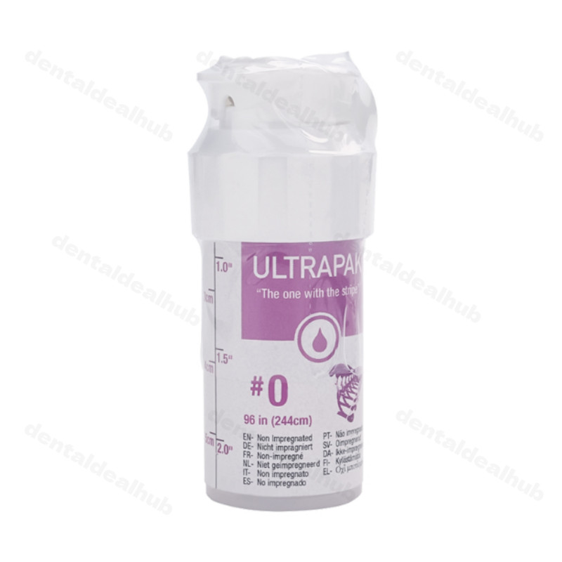 Ultradent Ultrapak Retraction Cord 244cm 0#/00#/000# Knitted Non-Impregnated