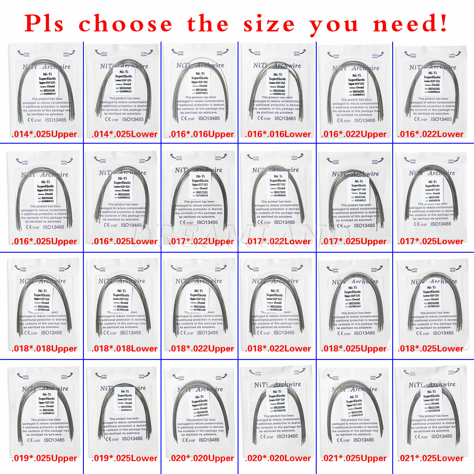10PCS Dental Orthodontic Super Elastic Niti Rectangular Arch Wires Multi-size BJ