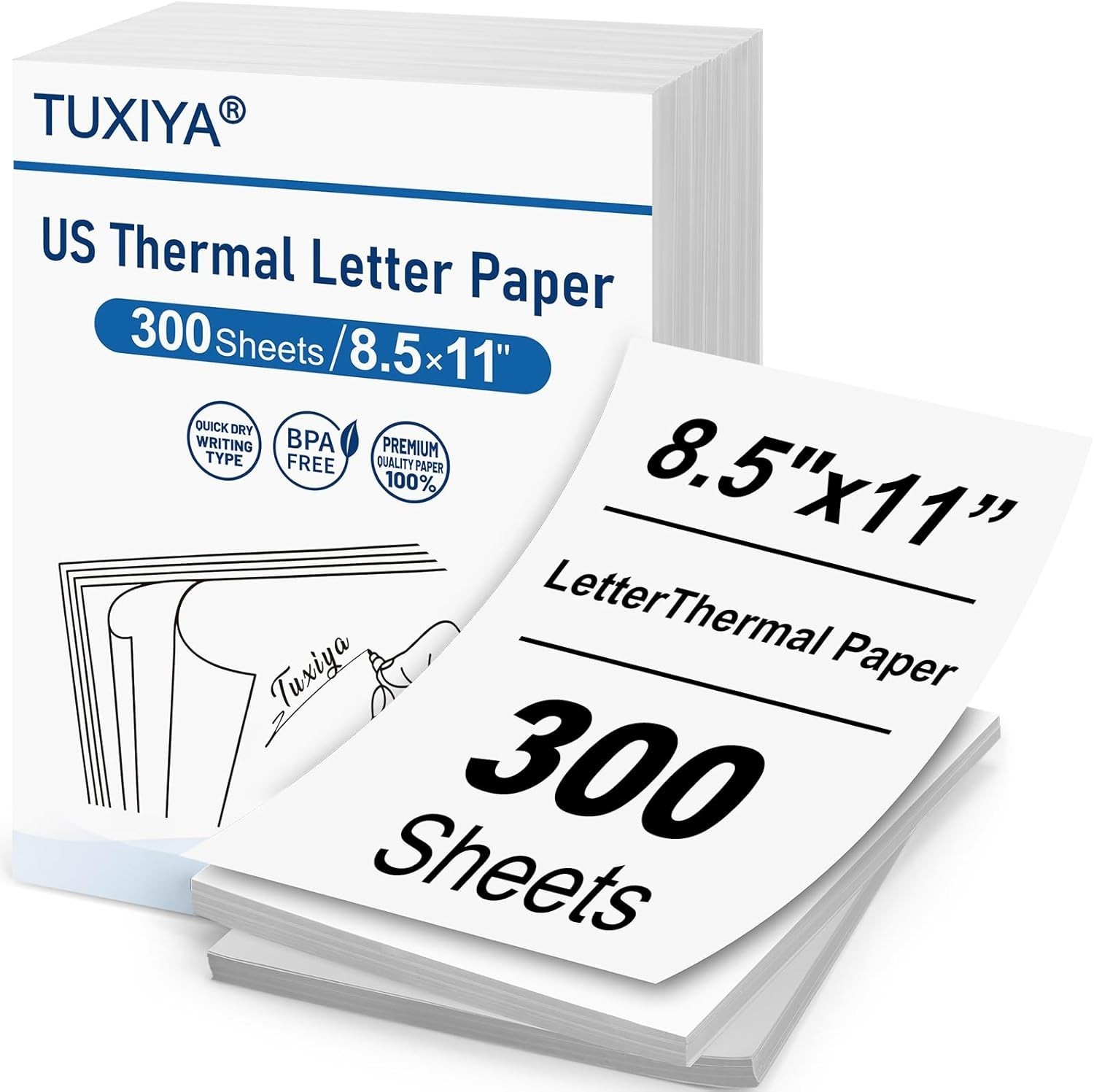 Papel Termico de Impresora Carta 8.5×11 Sin BPA Paquete de 300 Hojas Portatiles
