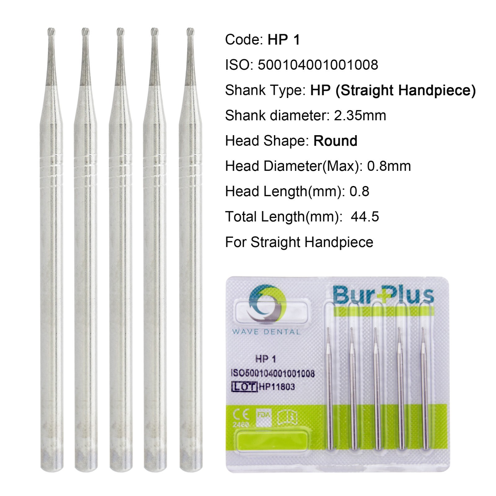 WAVE Dental Bur HP Carbide Surgical Bur Round HP 1 44.5mm for Straight Handpiece