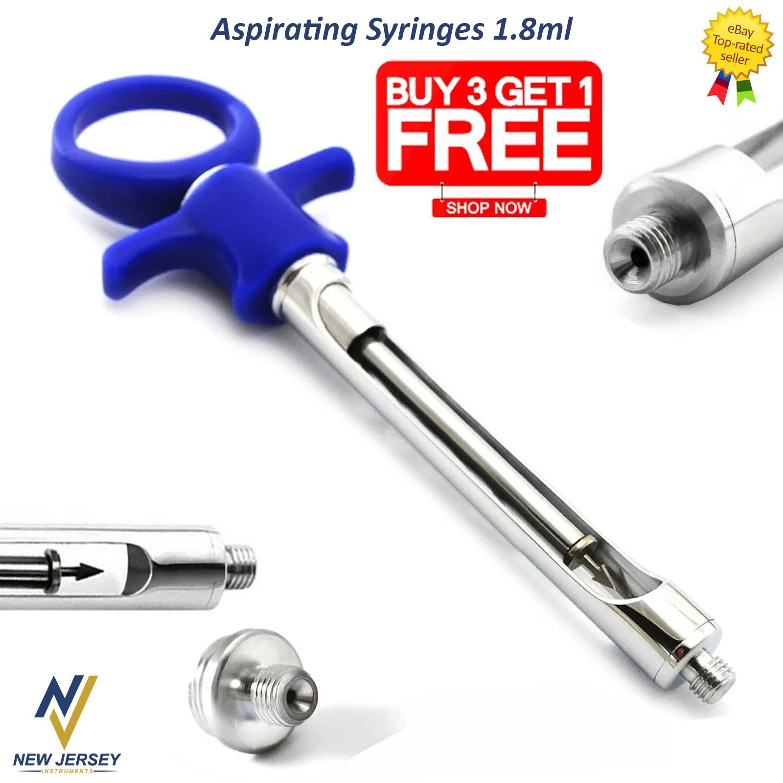 Dentist Self Aspirating Syringe 1.8ml Anesthetic Dental Anesthesia Blue Handle