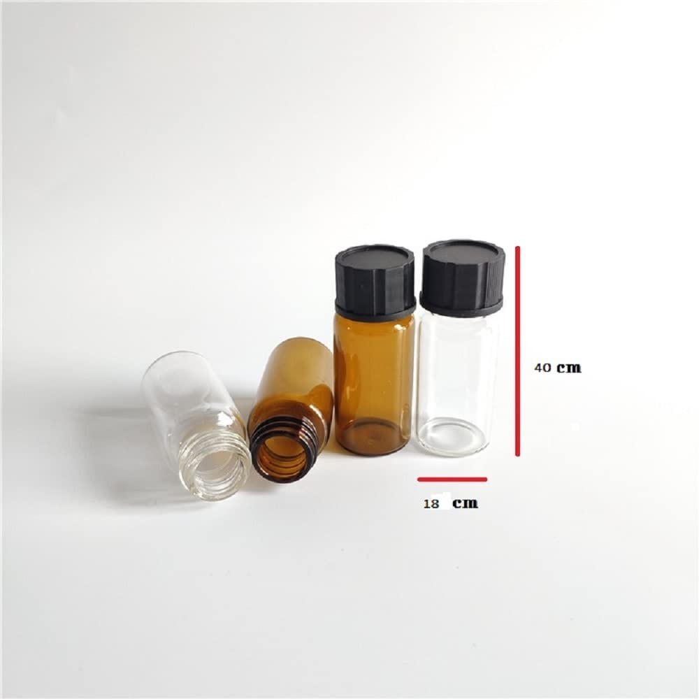 Pack of 100 Glass Vials with Black Phenolic Screw Caps (5ml, Clear)