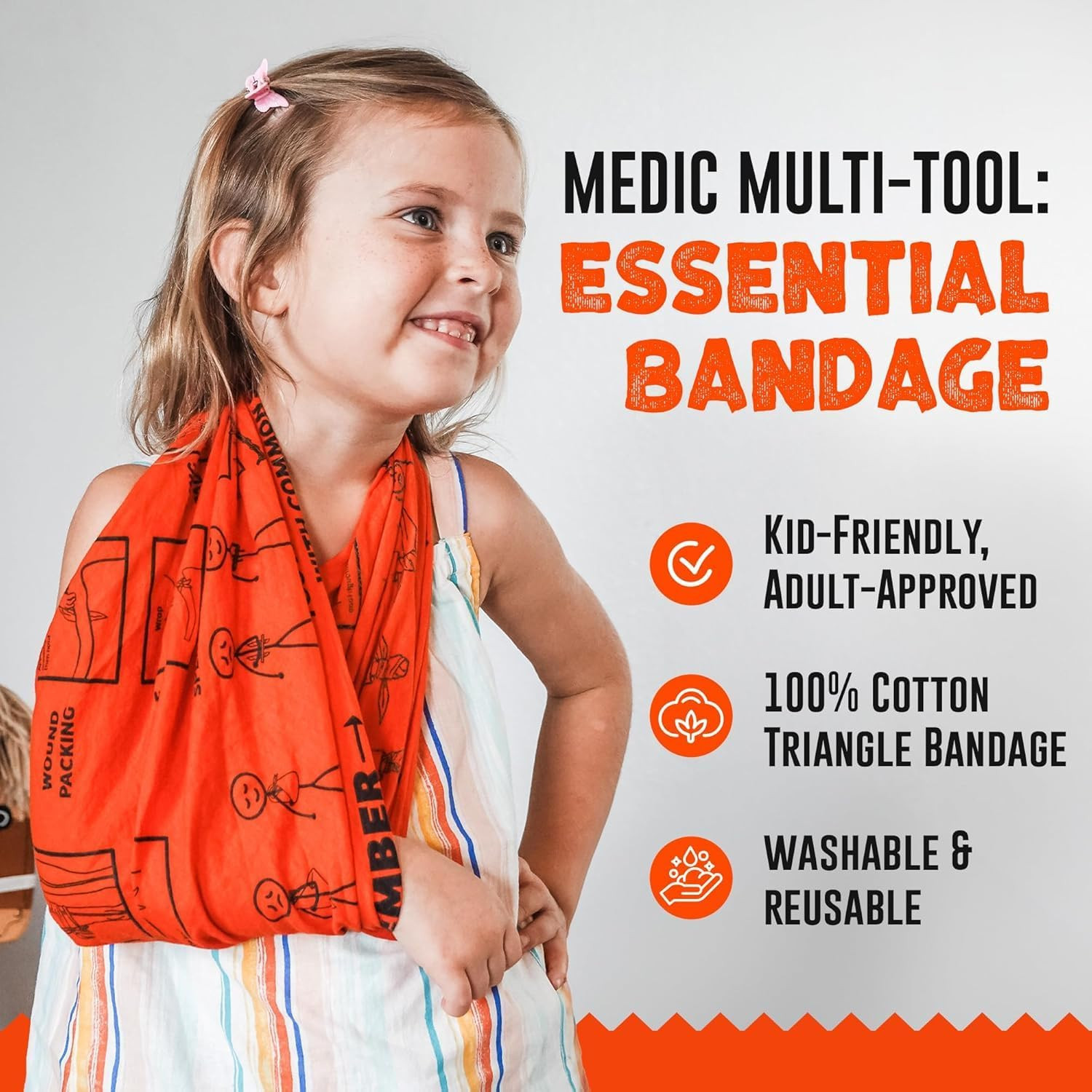 Medic Multi-Tool First Aid Triangular Bandage for Splint, Sprain and Broken Bone