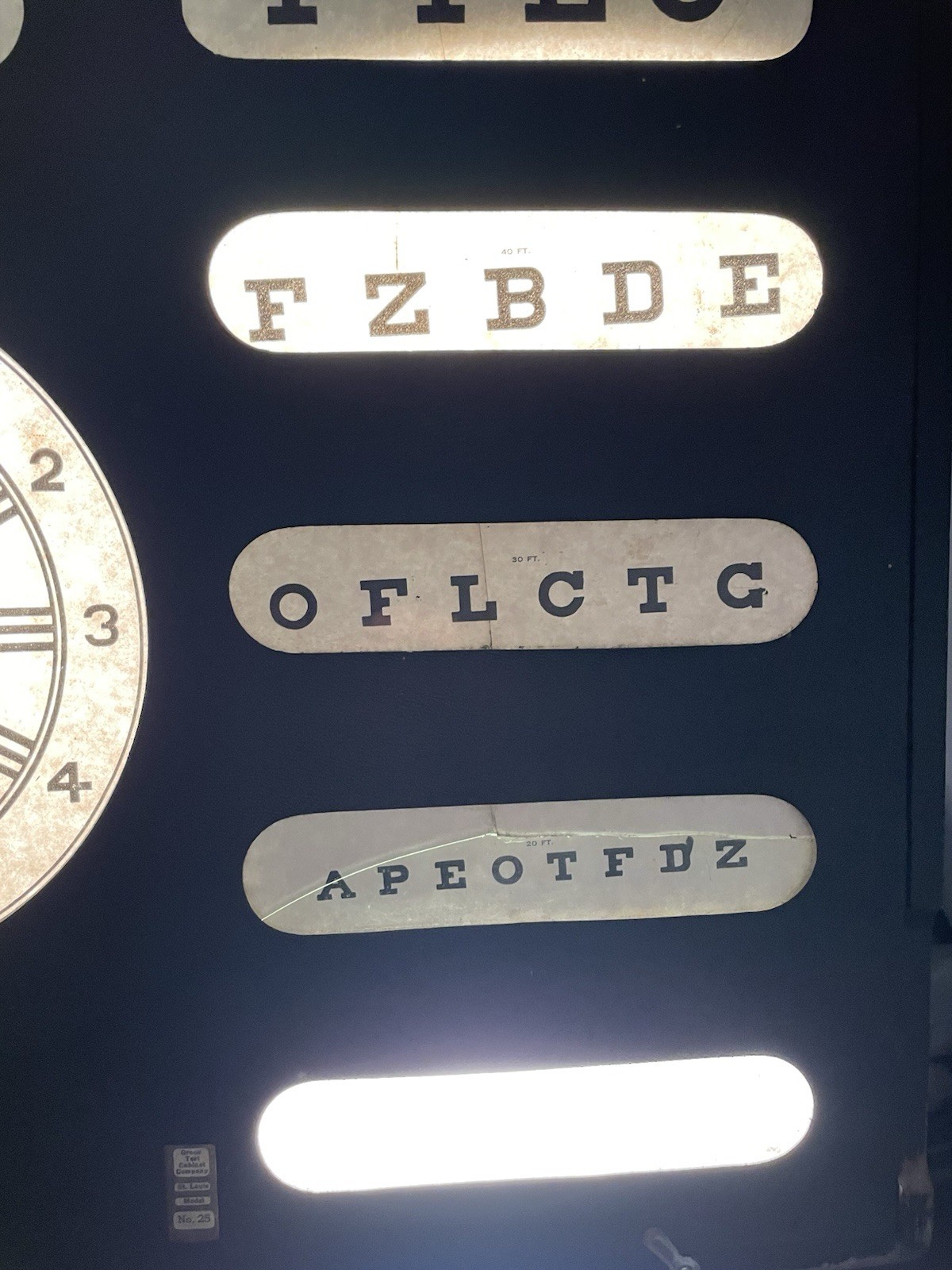 Vintage Optical Vision Visual Acuity Chart Eye Chart Light Box Green Test Co.