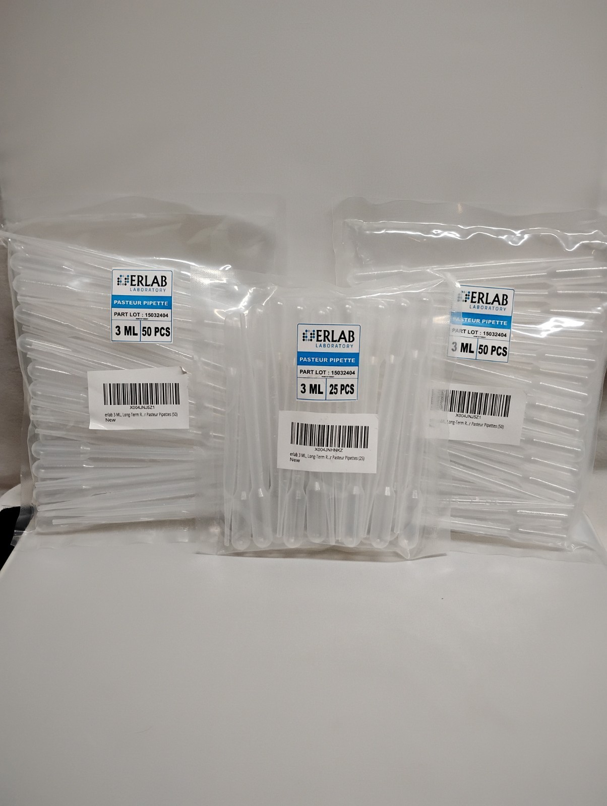 125ct Erlab Laboratory Pasteur Pipette 3ml Part# 15032404 Disposable Plastic