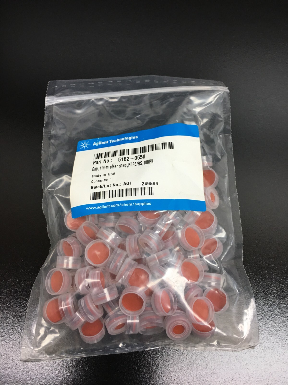 Agilent PN 5182-0550 Cap 11mm Clear Snap PT FE/RS