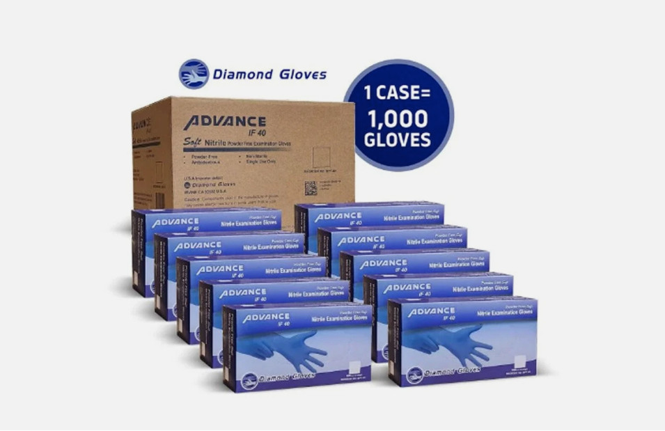 Advance Nitrile Exam Gloves 4mil, Blue 1000 Pieces New (S M L XL)