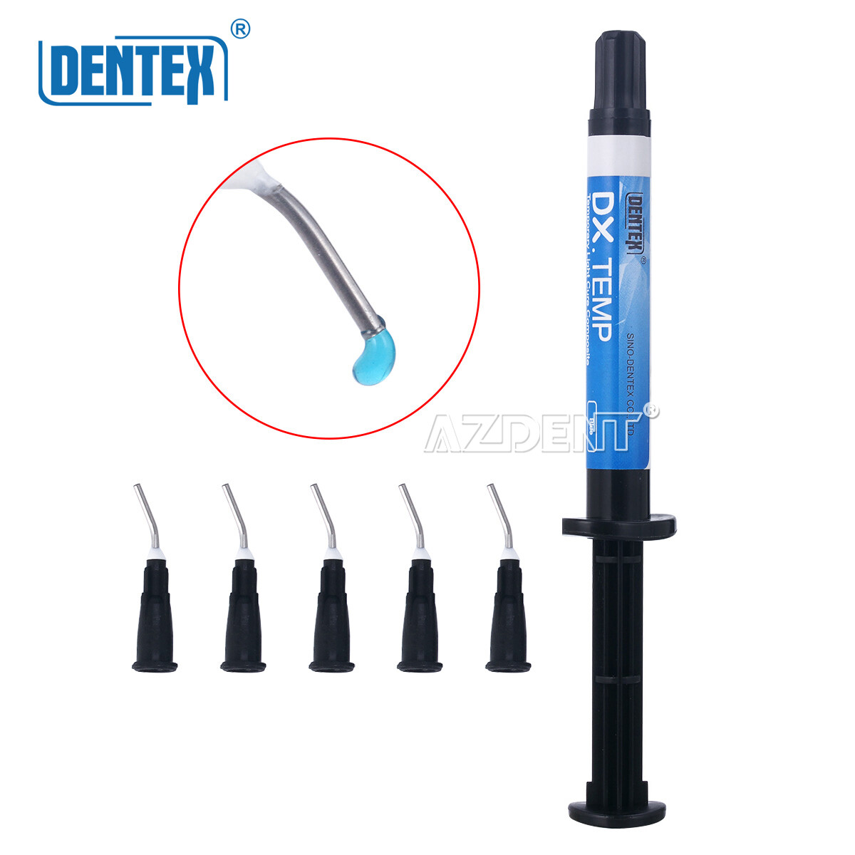 Dentex DX.TEMP Dental Composite Resin 2.5g Temporary Flow Light Cure Blue