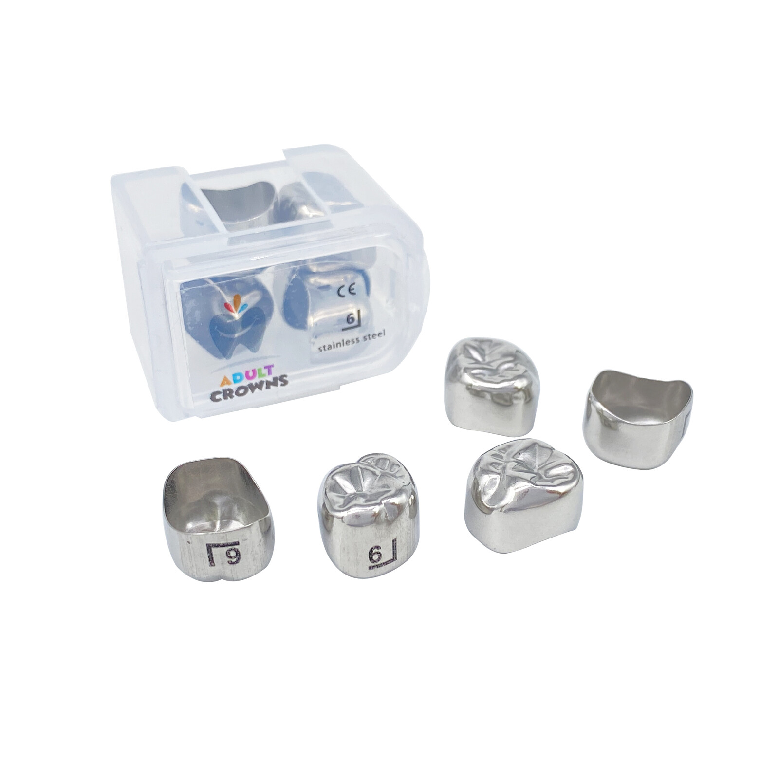 Dental Adult Crown Stainless Steel Primary Permanent Molar Crowns 5Pcs/Box