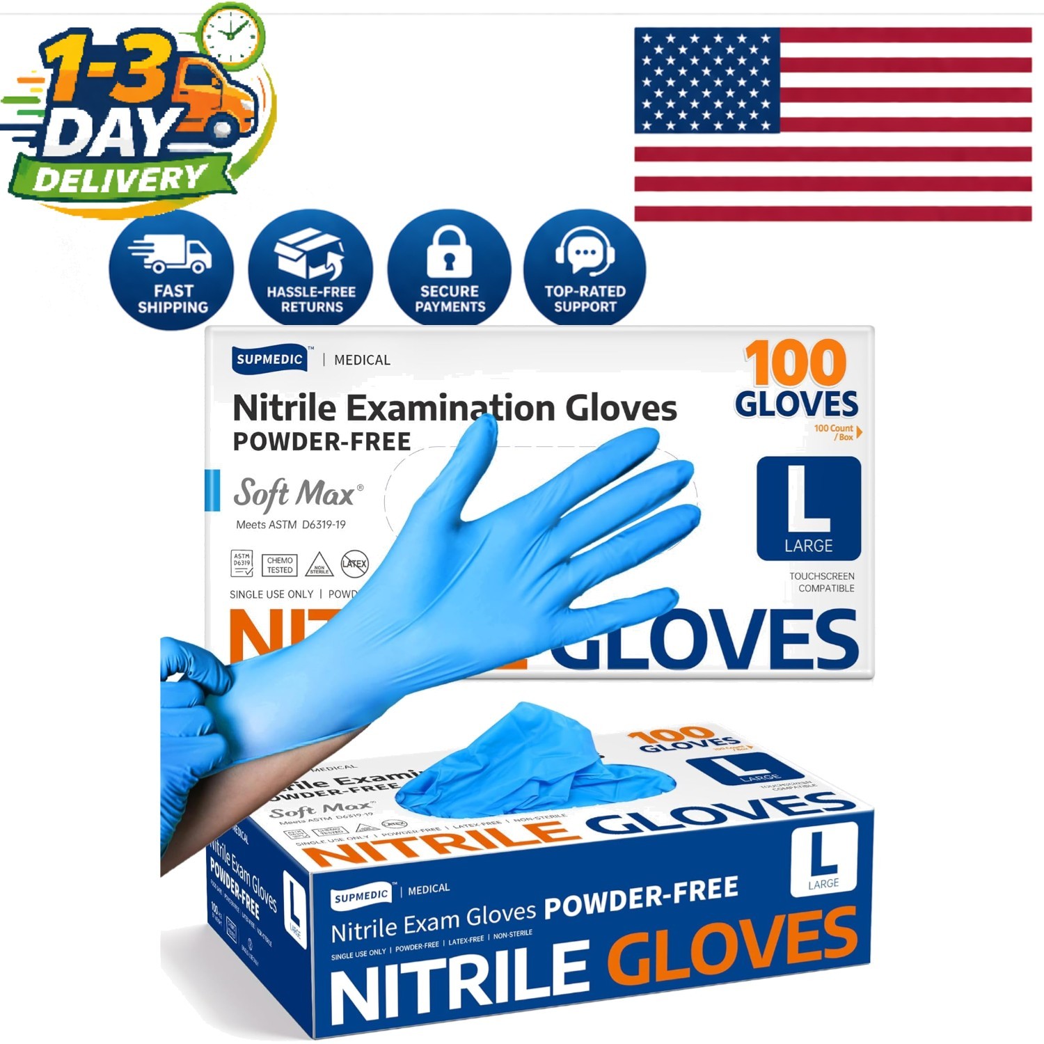 Medical-Grade Nitrile Exam Gloves 100 Count – Latex-Free, Food Safe & Disposable