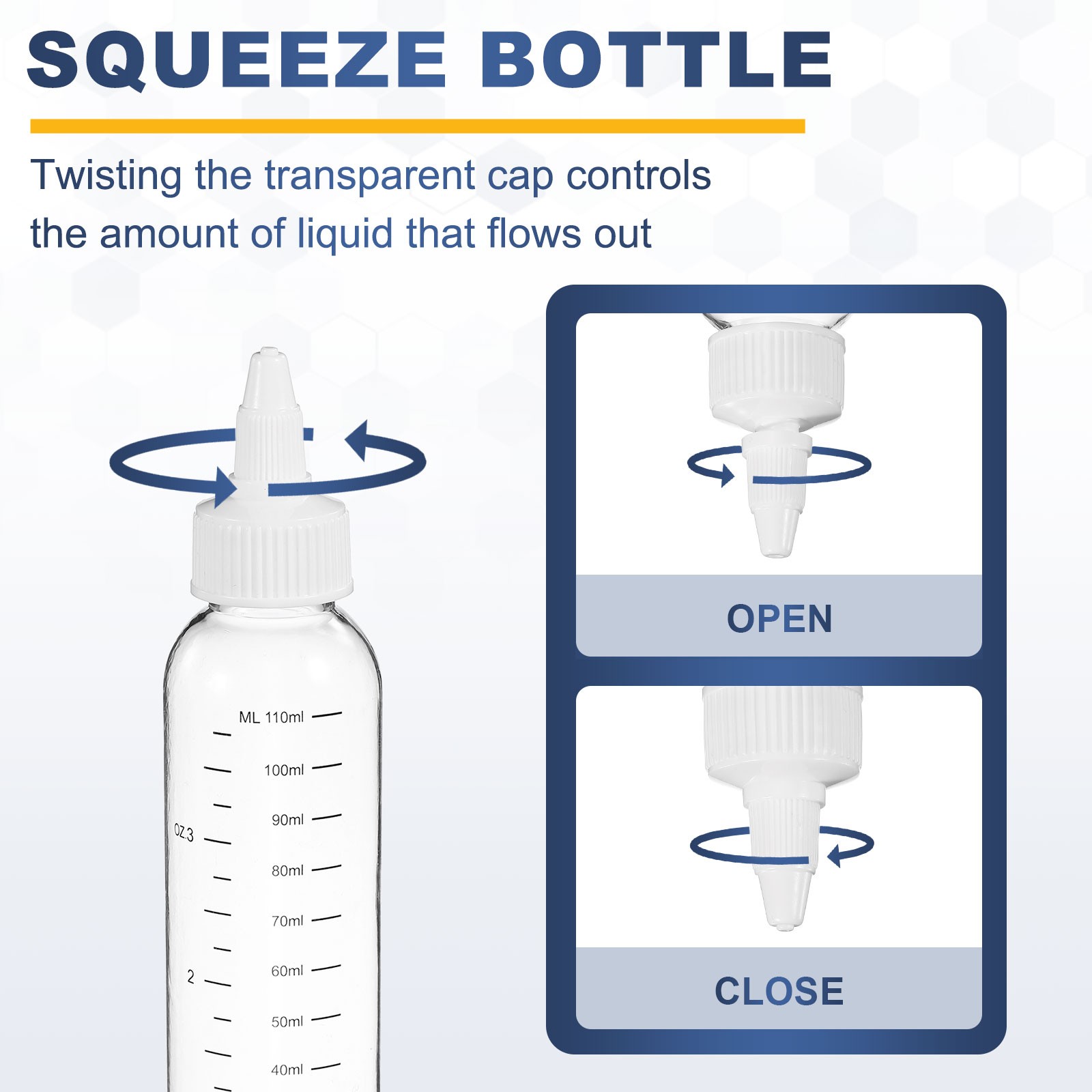 3 Pcs 230ml (8oz) Plastic Dispensing Bottle with Twist Cap, Transparent/White