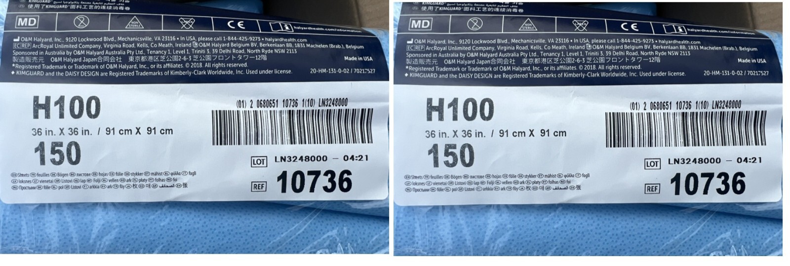 Halyard Health 10736 H100 Sequential Sterilization Wrap, 36″ x 36″ 150 Each Lot