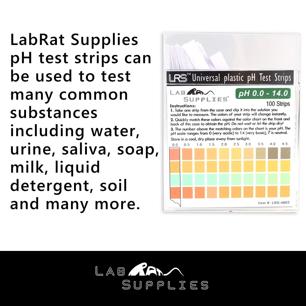 Plastic pH Test Strips, Universal Application (pH 100 Count (Pack of 1)