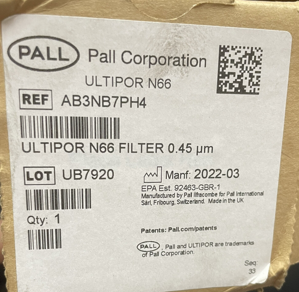 PALL Ultipor N66 Filter 0.45 AB3NB7PH4