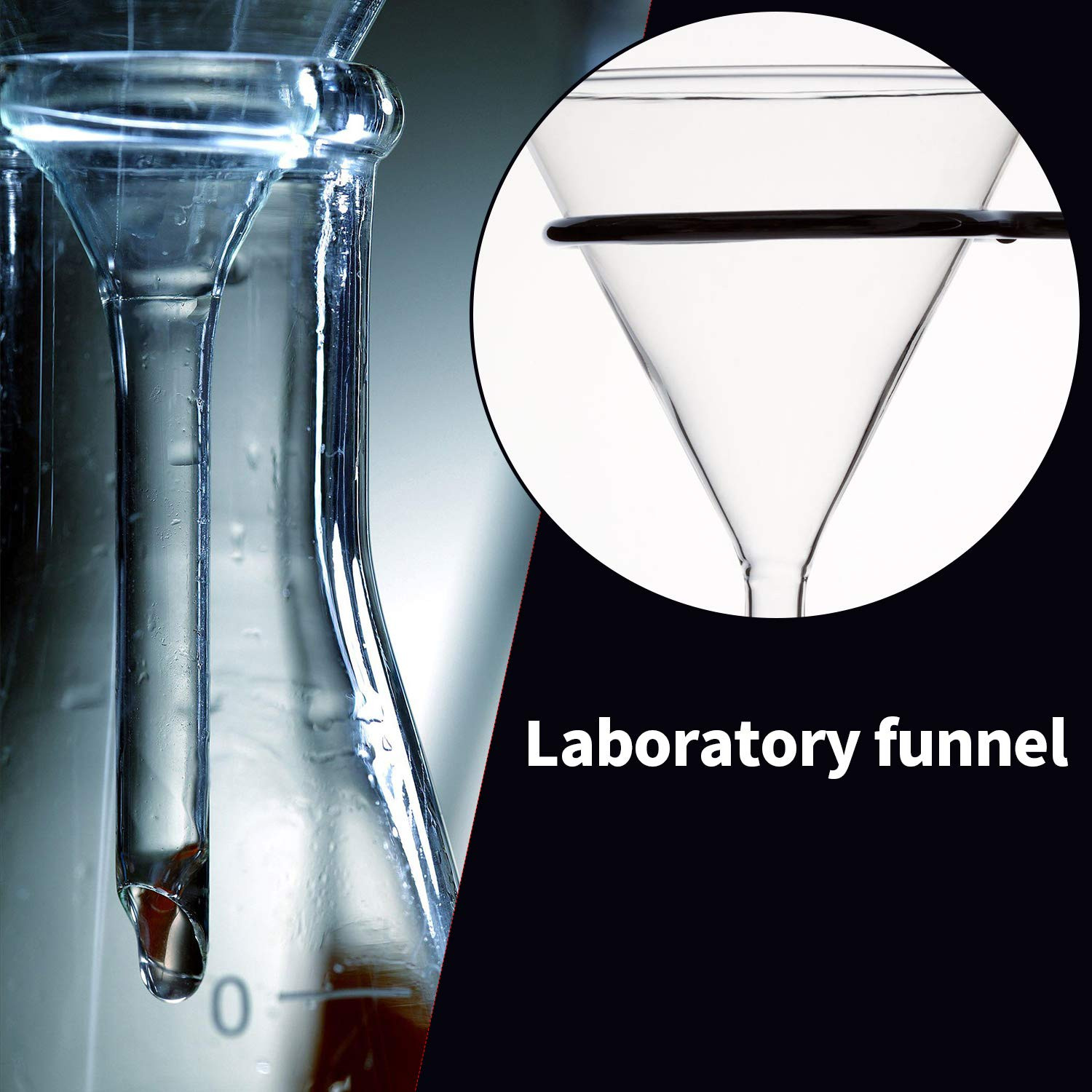 Glass Funnel Set, 4 Pcs Lab Borosilicate Glass Funnels, 100mm (170mm Length),…