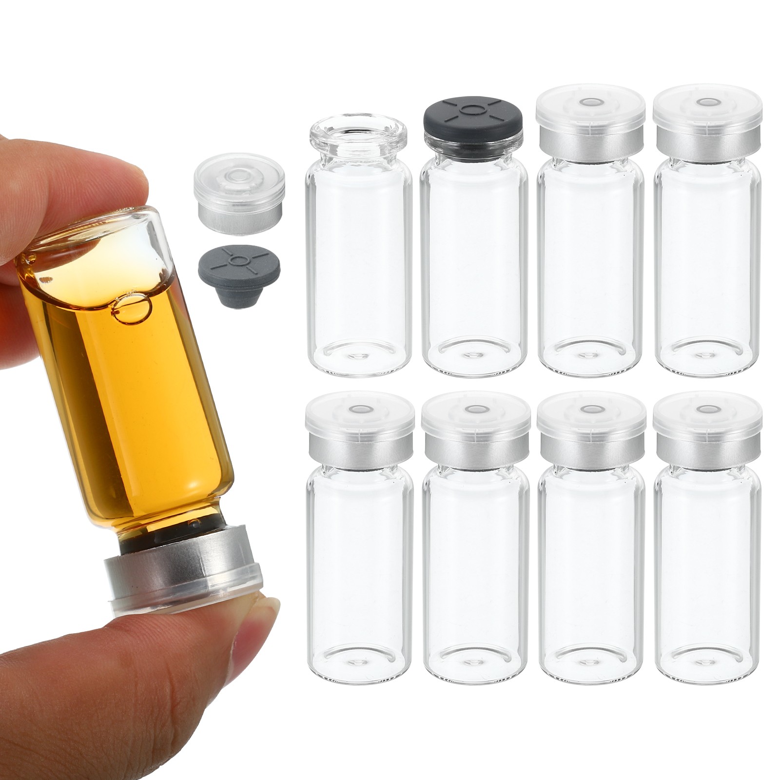 10ml Sample Vials, 8 Pack Lab Empty Vials Borosilicate Glass Vial, Transparent
