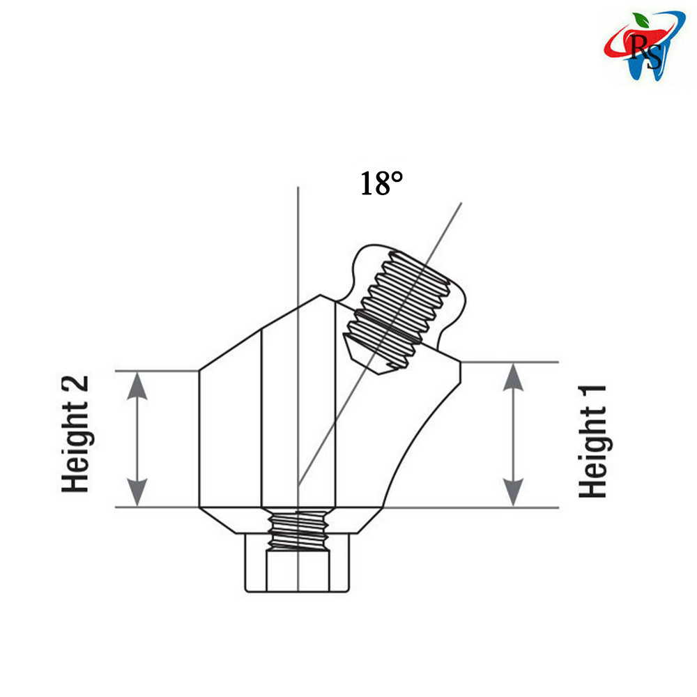 1x Dental OT Loc Angulated 18° Attachment Int Hex 2.42 Titanium