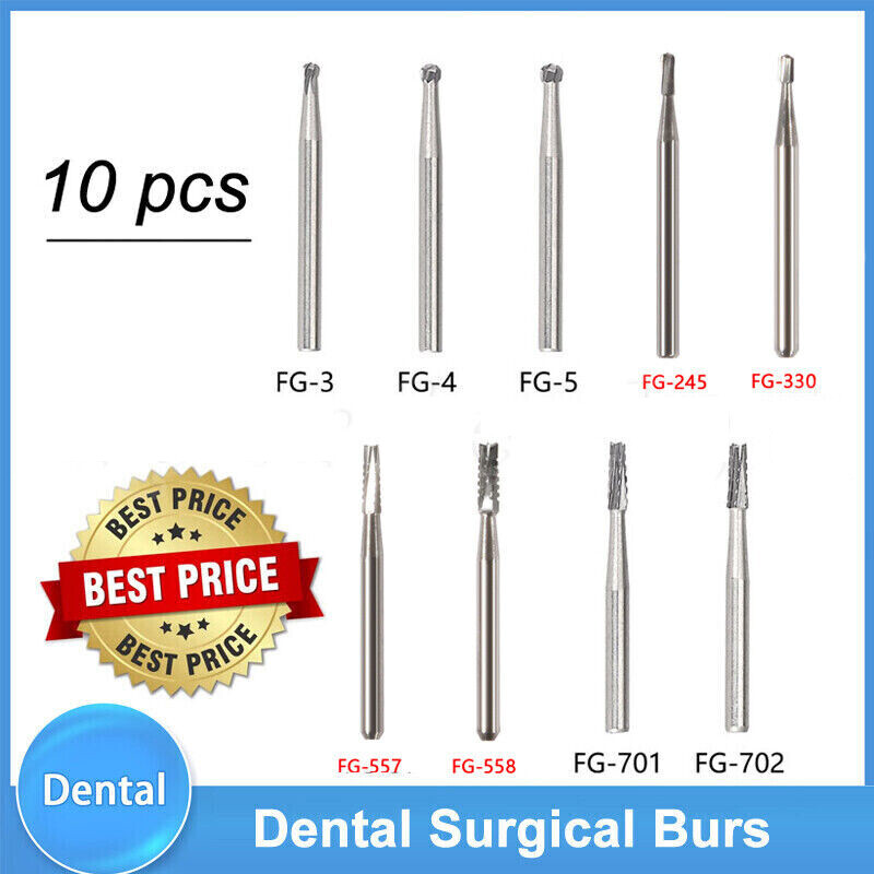 10 pcs Dental Orthodontic High-Speed Carbide Burs FG Debonding And Finishing