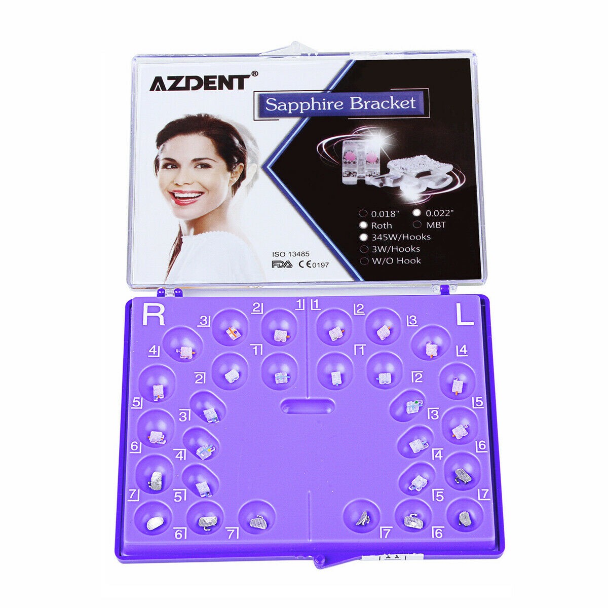 Dental Orthodontic Sapphire Bracket +8pc Buccal Tube Mini Roth MBT.022 345 Hook