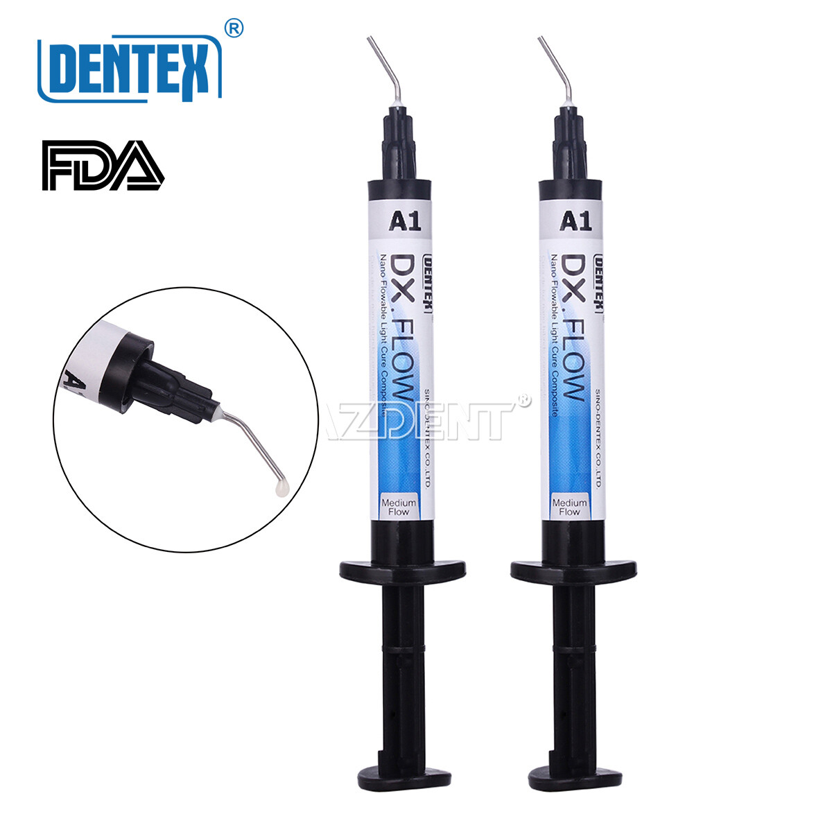 Dental DENTEX Flowable Medium Flow Light Cure Composite Shade A1 DX Flow