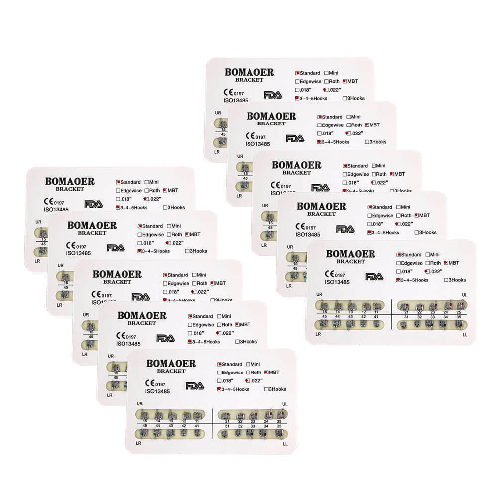 1-100×Dental Orthodontic Mental Bracket Brace Standard MBT 022 345hook 20pcs/set